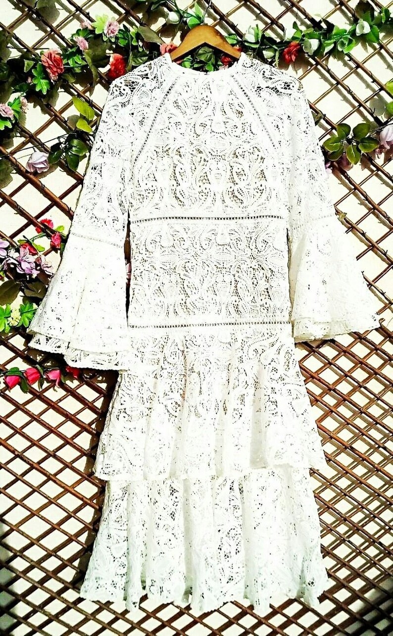 bohemian dress white lace