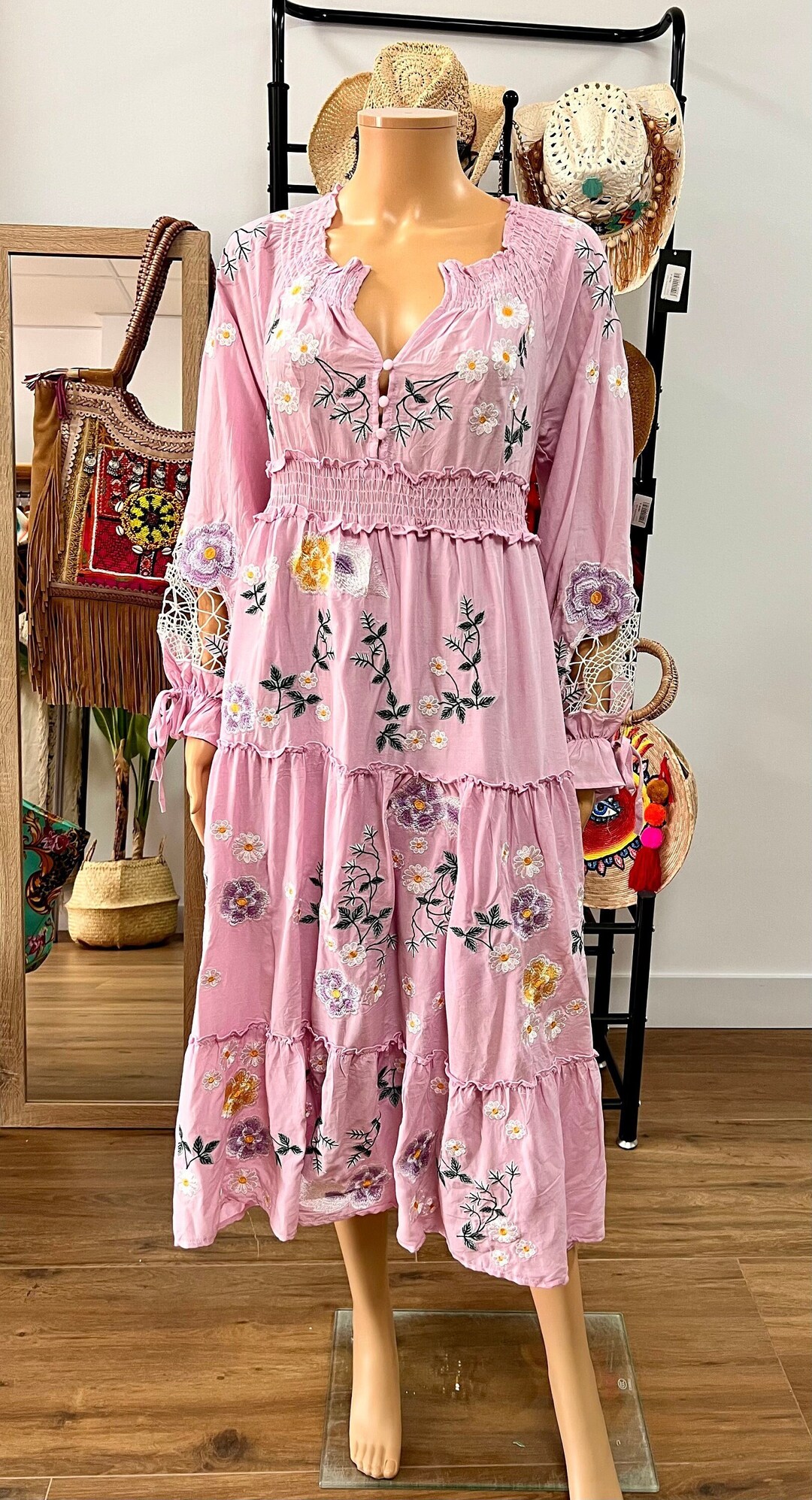 Boho Dress, Bohemian Dress, Embroidered Dress, Embroidery Dress, Hippie