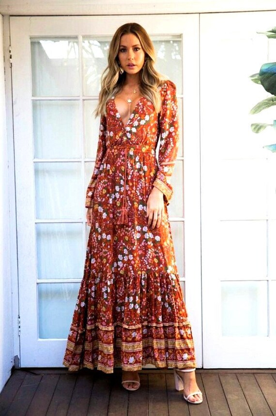 bohemian dresses etsy