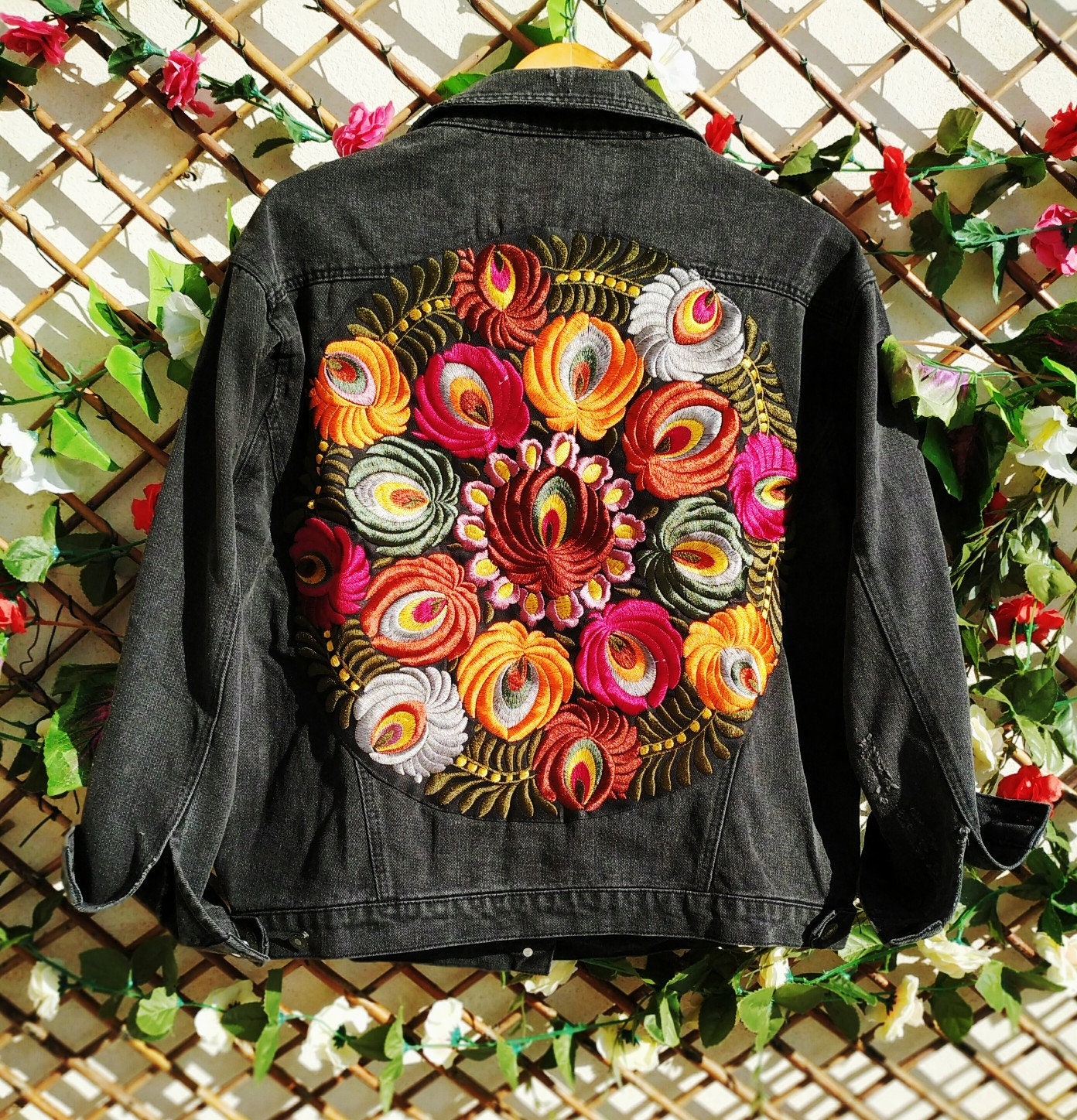 Boho Jacket Embroidered Denim Jacket Vintage Jacket Ethnic