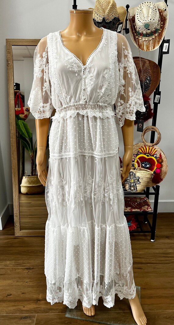 White hippie shop maxi dress