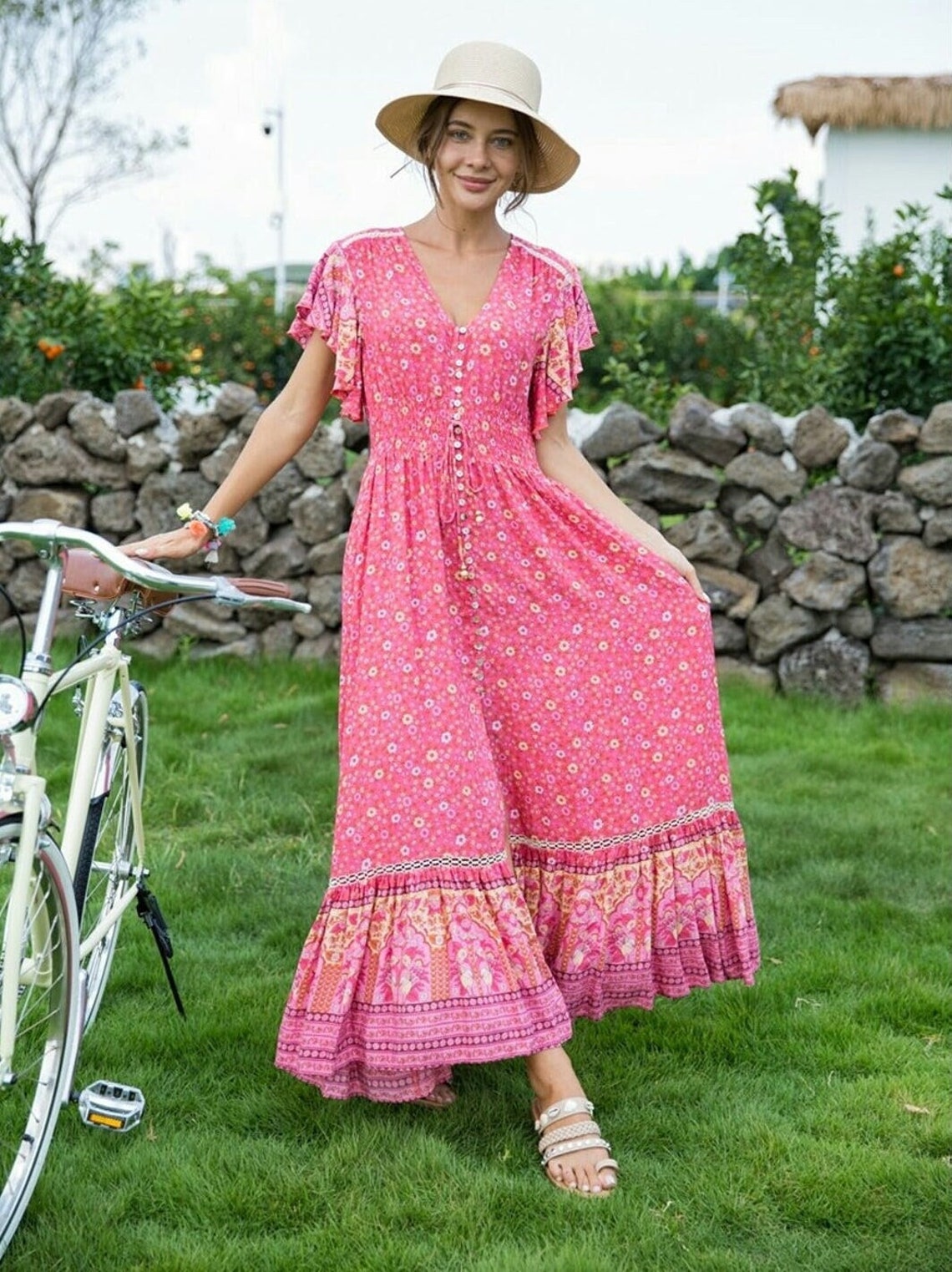 Boho Dress Embroidered Boho Dress Cotton Boho Dress Boho Etsy