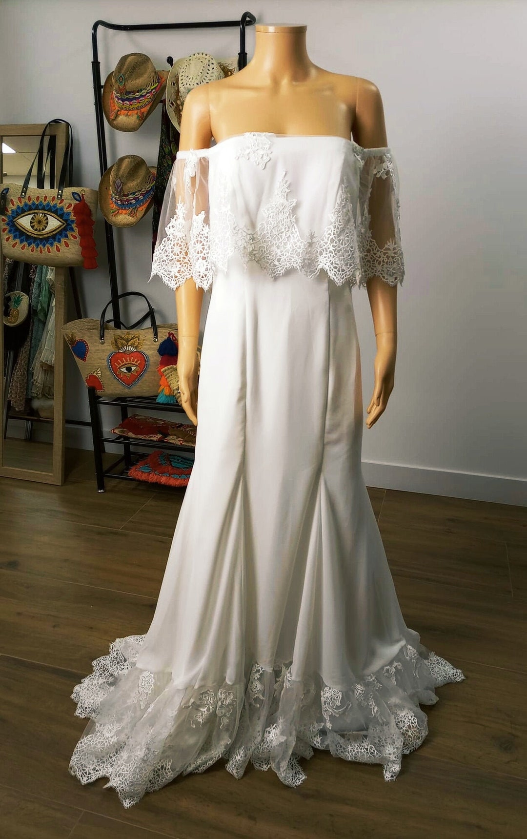 Wedding Boho Dress, Boho Wedding Dress, Wedding Lace Dress, Lace Boho