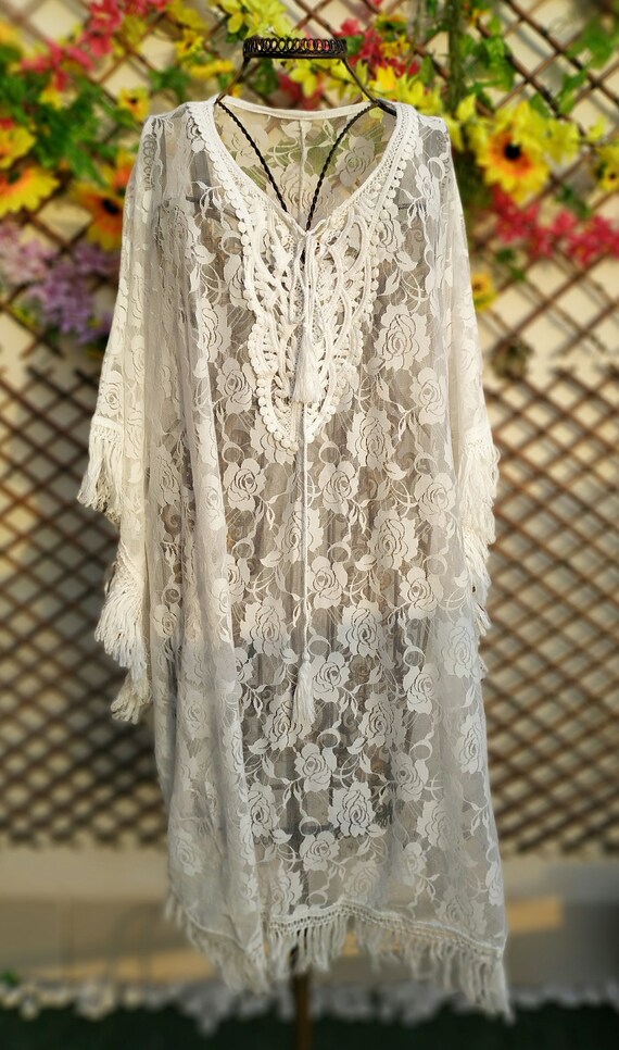 white lace caftan