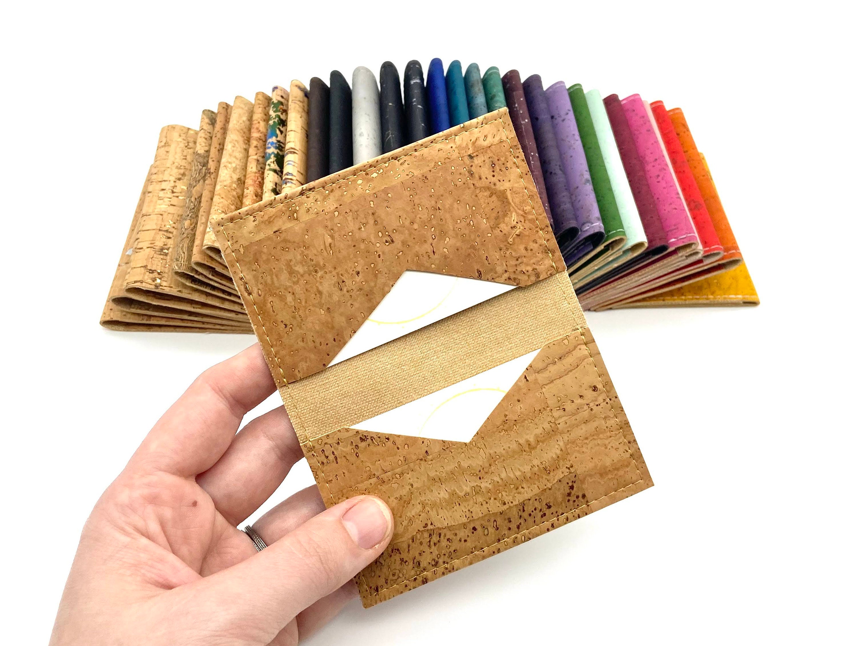 Cork Leather Business Card Holder Etsy