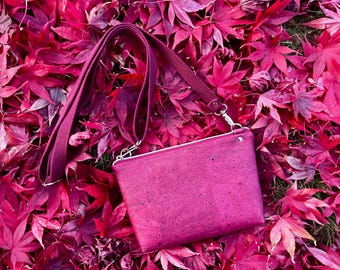 Mini Crossbody Bag with Quilted Cranberry Cork