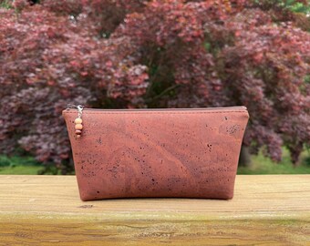Brown Cork Zipper Pouch