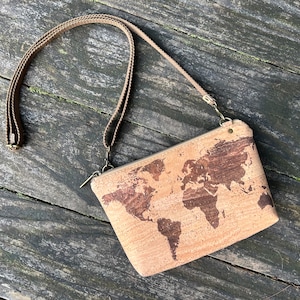 Mini Crossbody Bag with Natural Map Cork