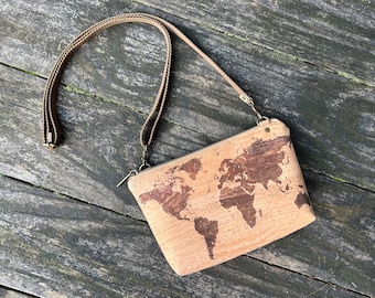 Mini Crossbody Bag with Natural Map Cork