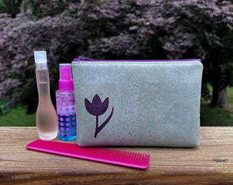 Flower Cork Zipper Pouch