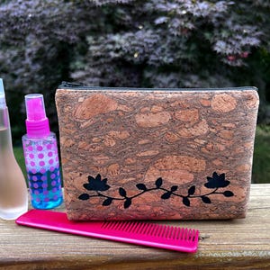 Floral Cork Zipper Pouch