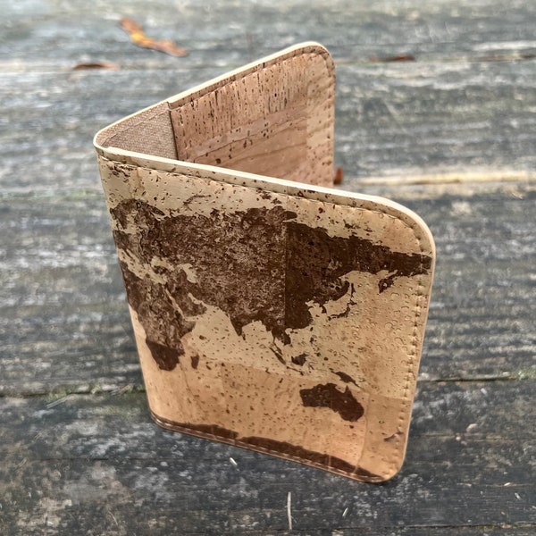 World Map Cork Passport Wallet - Made to Order