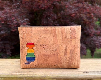 Rainbow Dog Zipper Pouch with Scorched Cork