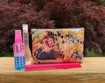 Black Cat Zipper Pouch with Rainbow Cork