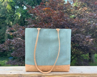 Sage and Natural Cork Tote