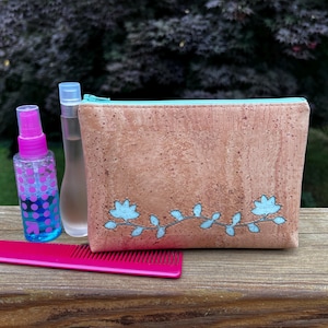 Floral Cork Zipper Pouch