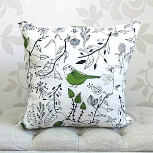 Bird print cushion Forest pillow cover Floral bird pillow Bird lovers gifts