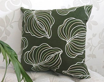 Palm leaf cushion Moss green pillow