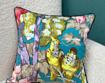Regalo para amantes de las aves, almohada verde azulado, funda de cojín para sofá, almohada tropical, almohada de colibrí, funda de almohada floral, almohadas turquesas, 18x18