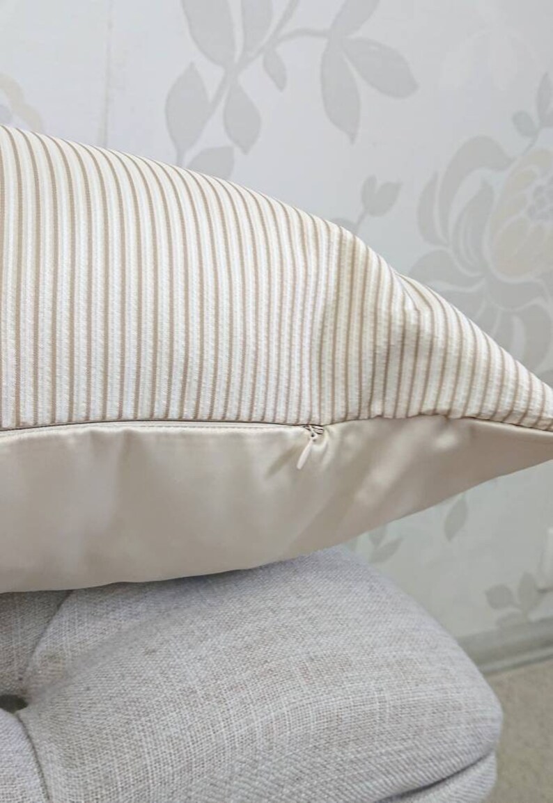 Long lumbar pillow Tan cushion cover