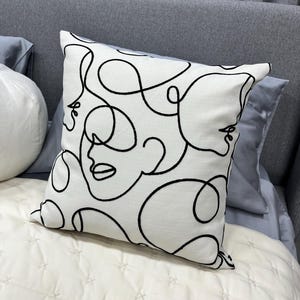 Abstract art pillow Sofa cushion Mid century modern pillow cover Black and white accent pillow Couch pillows set Abstract accent pillow
