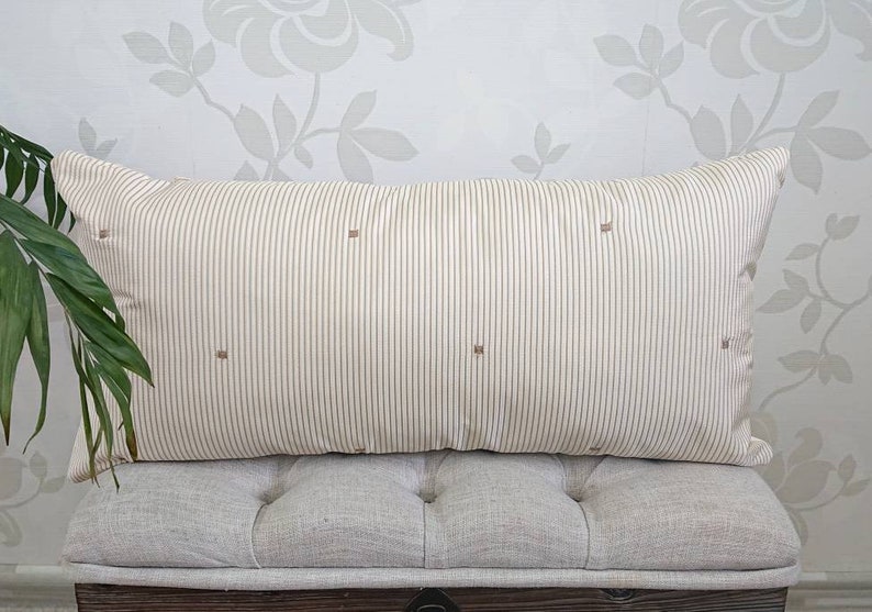 Long lumbar pillow Tan cushion cover