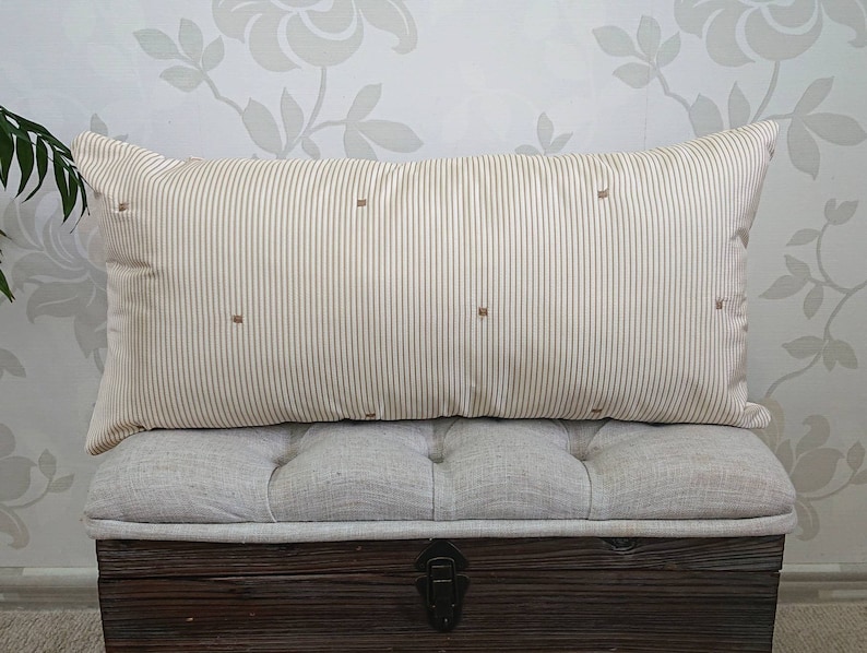 Long lumbar pillow Tan cushion cover