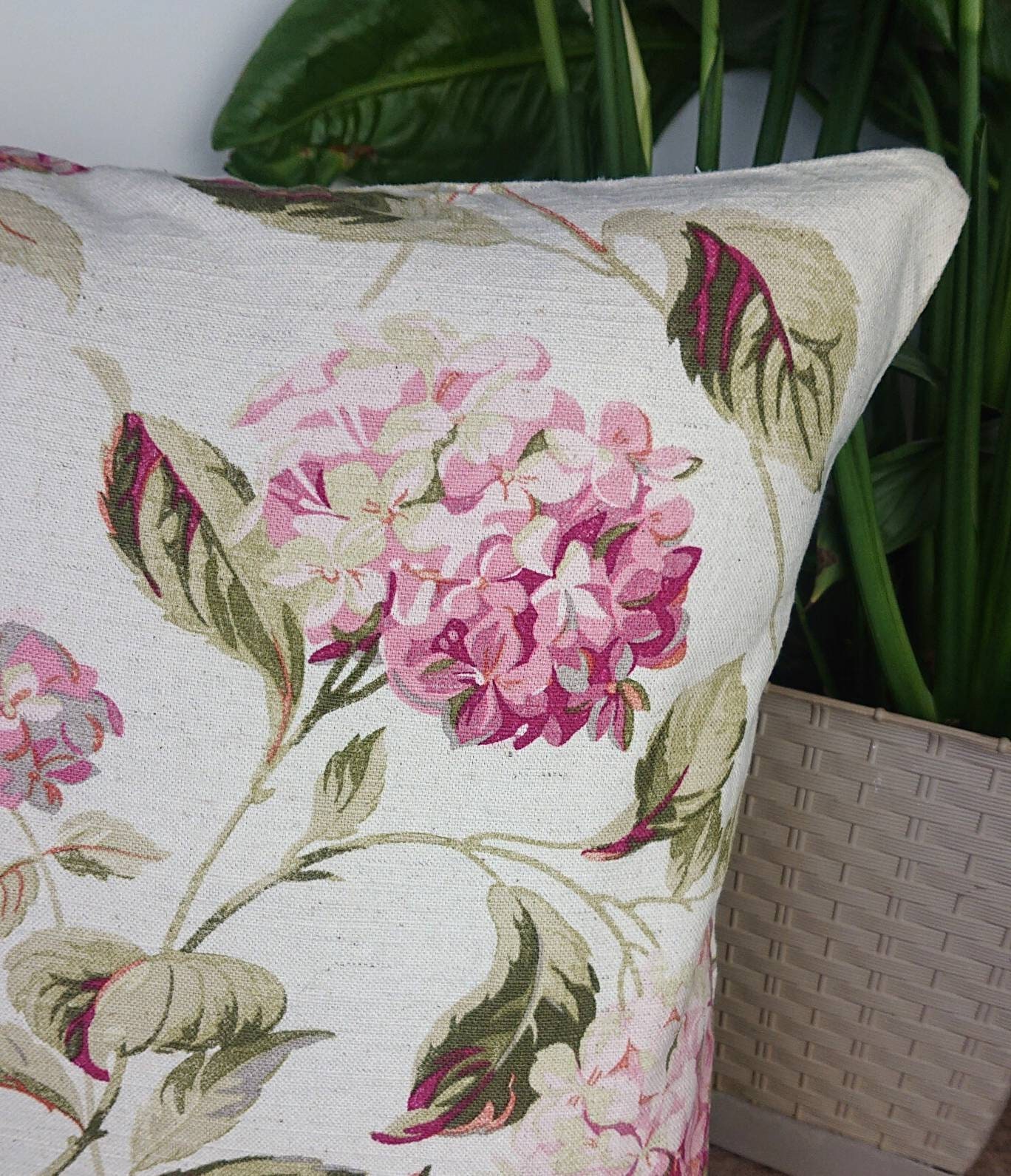 Laura ashley cushion Hydrangea throw pillow Linen floral Etsy