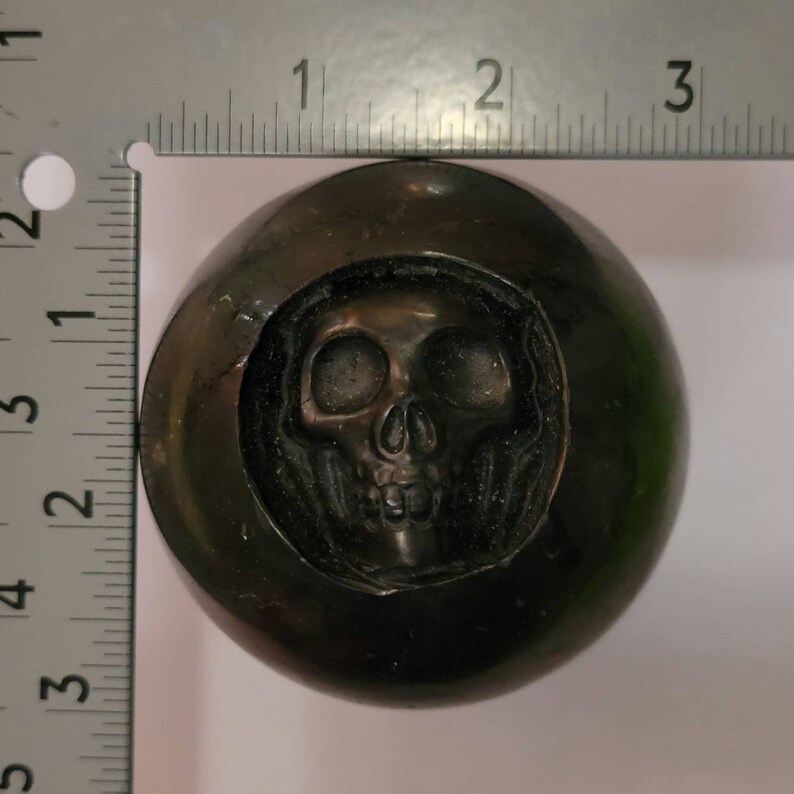 3 Diameter Shungite Skull Carved Sphere Orb image 5