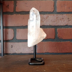 Clear Quartz Point on Metal Pin Stand image 3