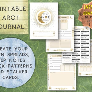 Mystic Tarot Journal: Printable Pages, Spreads & Cheatsheets (Instant Download)