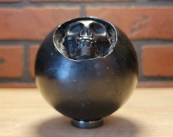 3" Diameter Shungite Skull Carved Sphere Orb