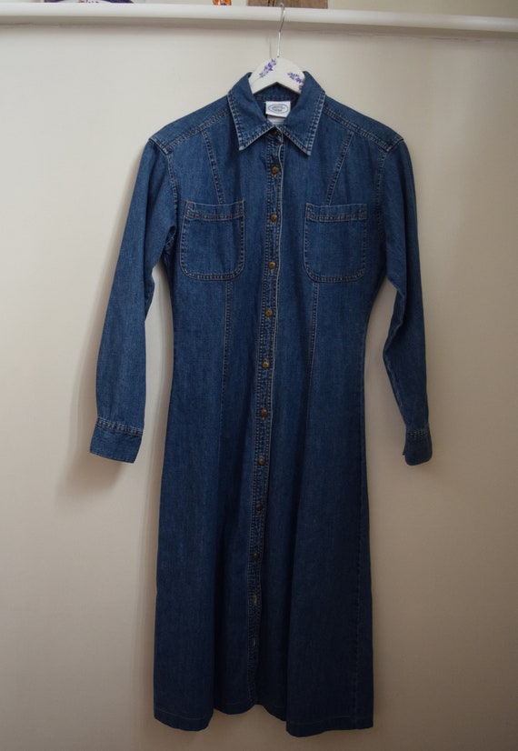 90s Laura Ashley Denim Shirt Dress. Size 10. Midi… - image 5