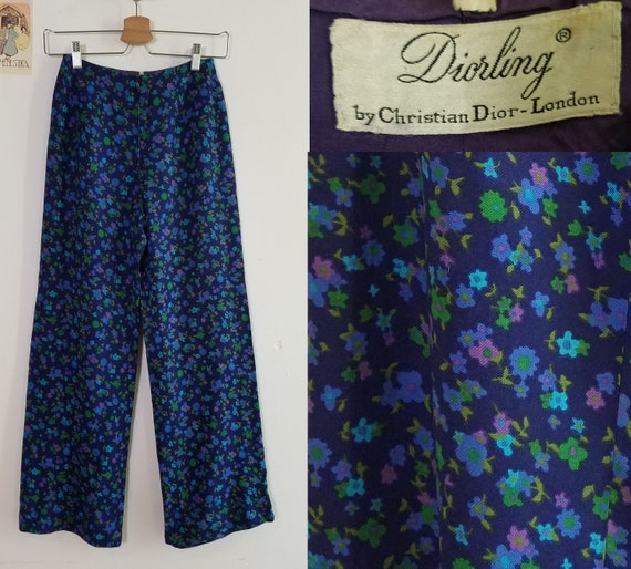 Rare 60s Christian Dior Floral Trousers. XS, 24" W