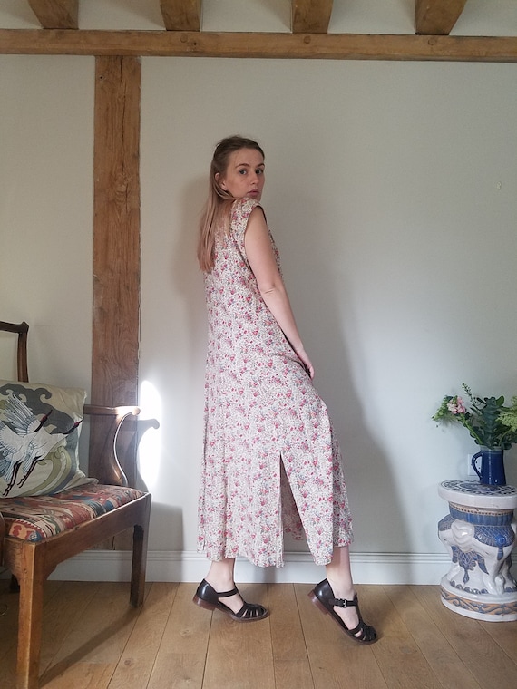 Vintage 70s Floral Tea Dress. Maxi.  Large - 47" … - image 3