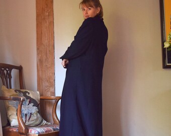 80年代のローラ アシュレイ カシミア ミックス ネイビー コート 