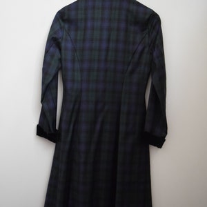 80s Laura Ashley Wool Coat-Dress. Size 10. Green Tartan, Midi image 6