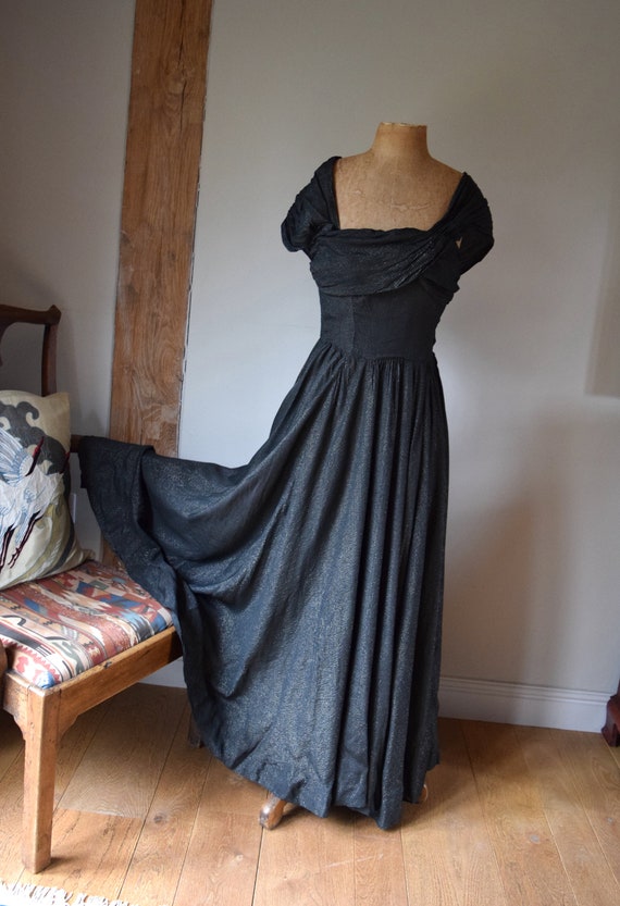 30s Gold Spangled Evening Dress. - image 2