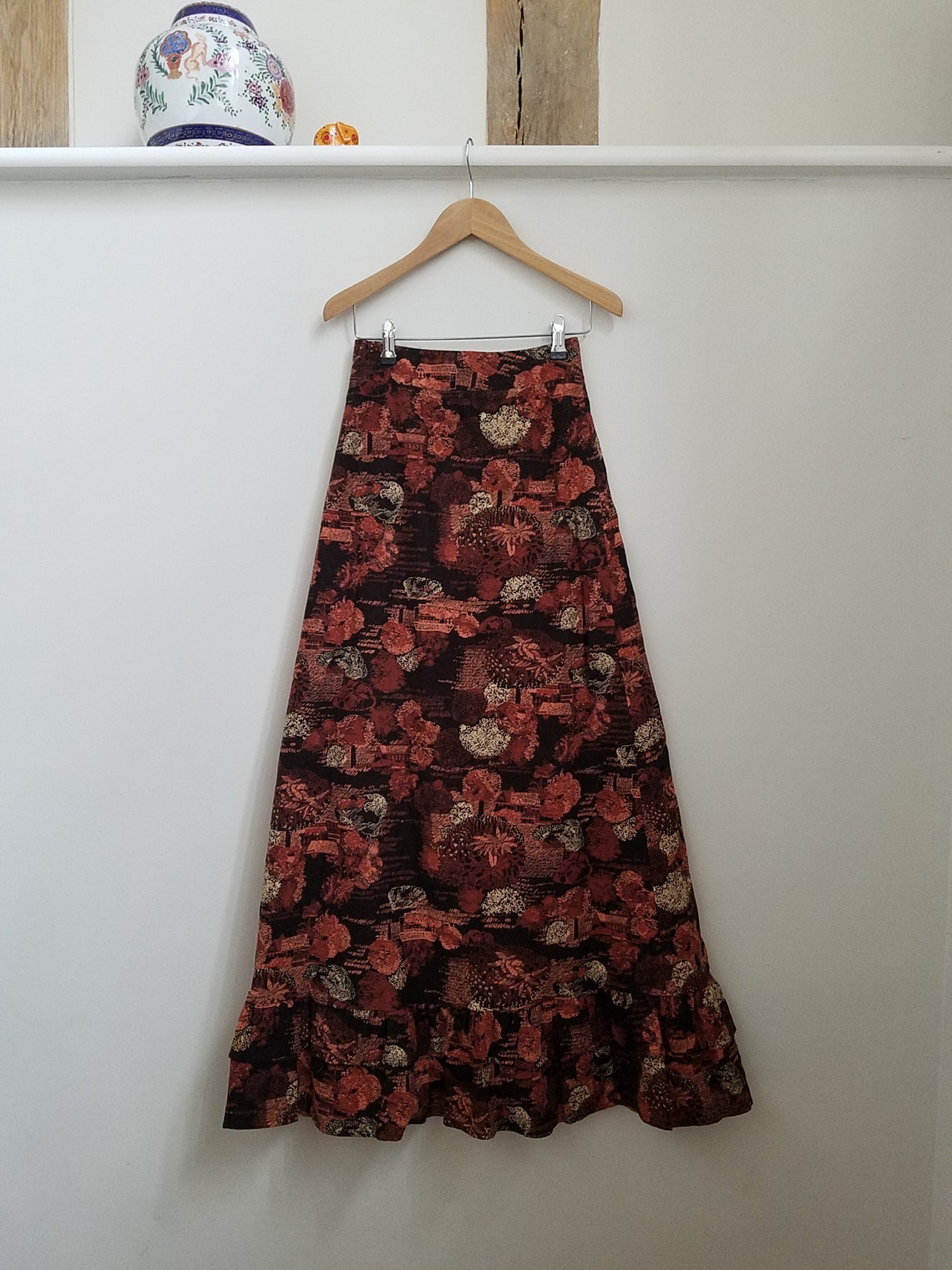 70s French Corduroy Maxi Skirt. XS 24 Waist. Autumn | Etsy