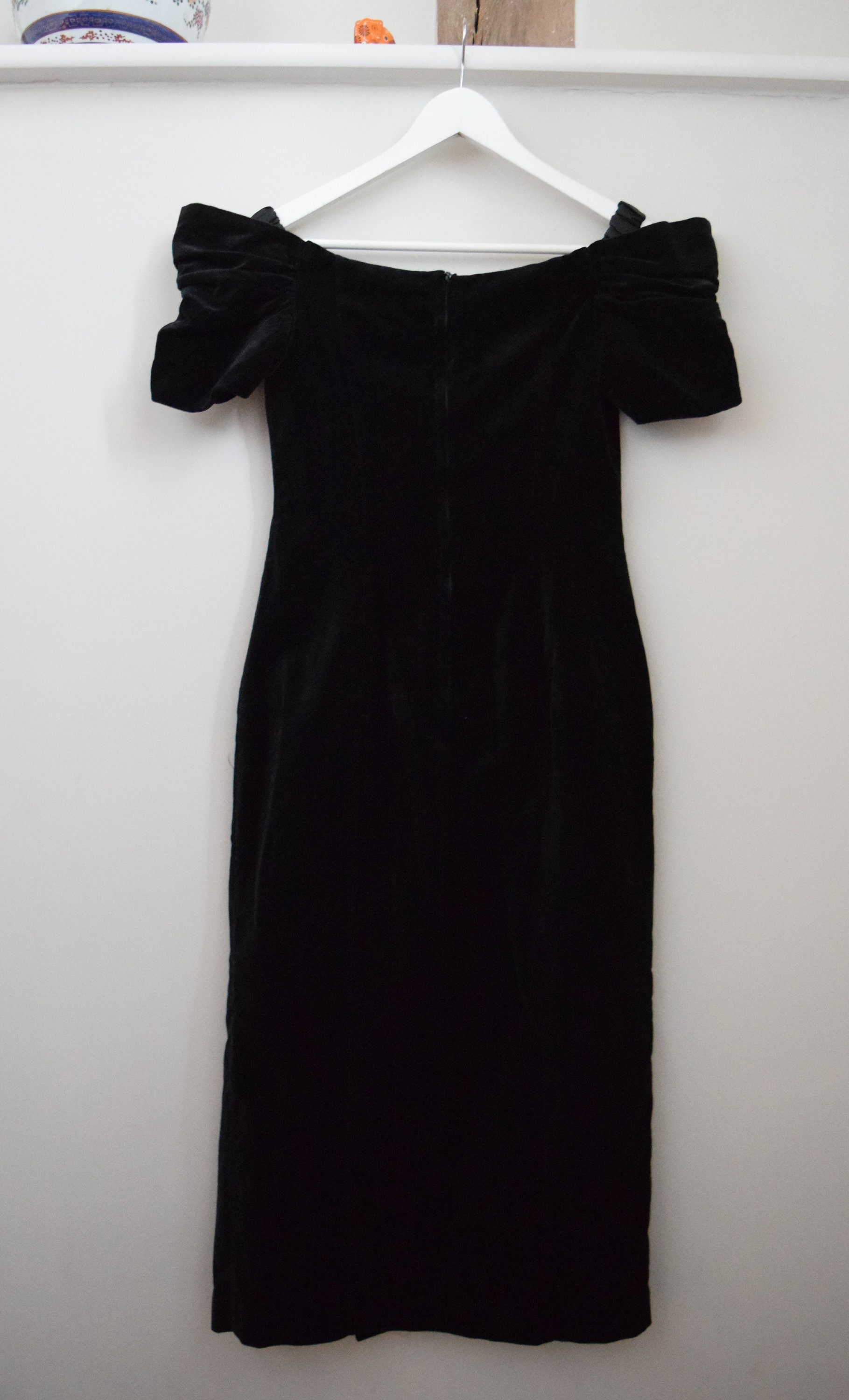 80s Black Velvet Evening Dress. Size Medium 29 Waist. - Etsy UK