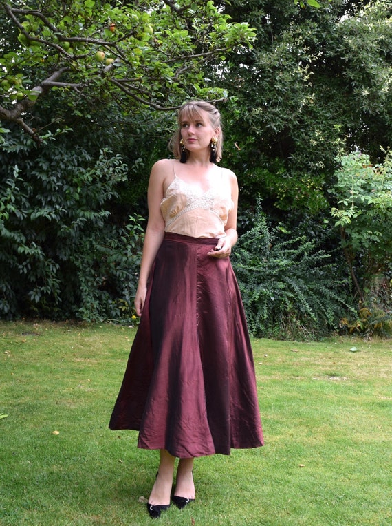 Vintage Gonna Gonna Rossa A Ruota Gonna A Ruota In Raso Vintage