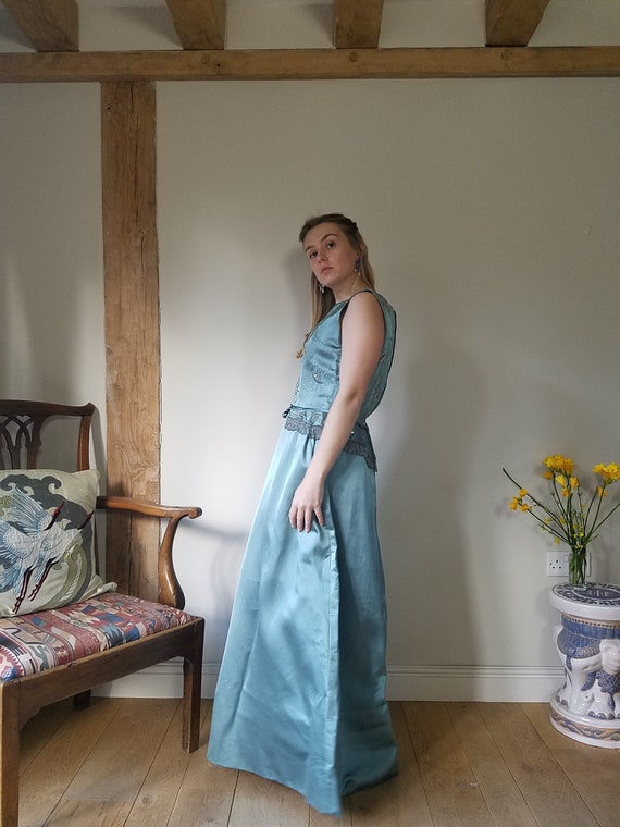 1950s Beaded Harvey Nichols Evening Gown. Medium 31… Gem