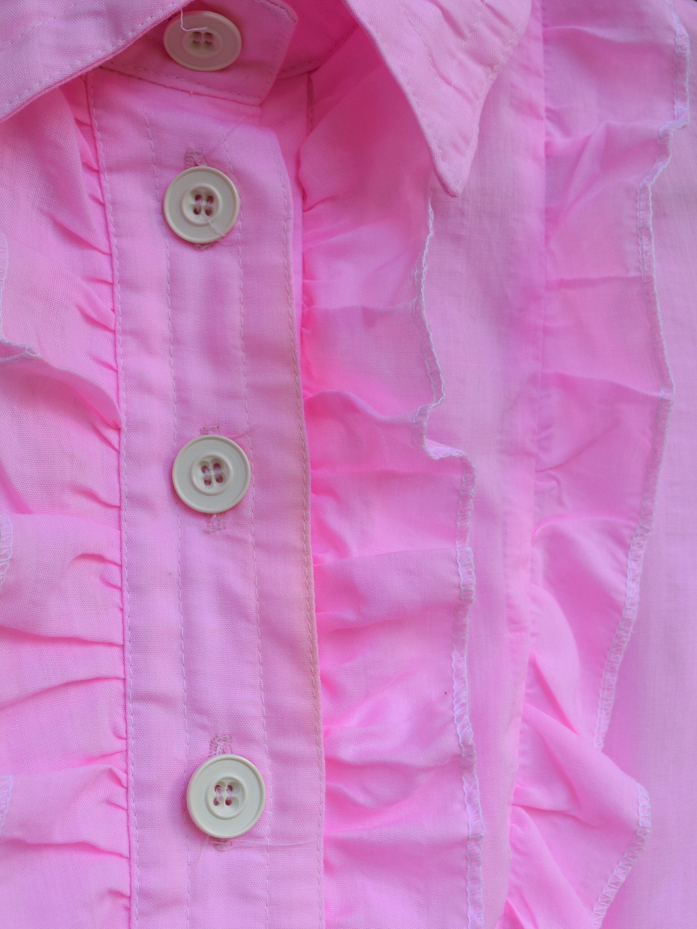 Jean Varon Pink Cotton Dress. Ruffle Neck. 60s / 70s - Etsy