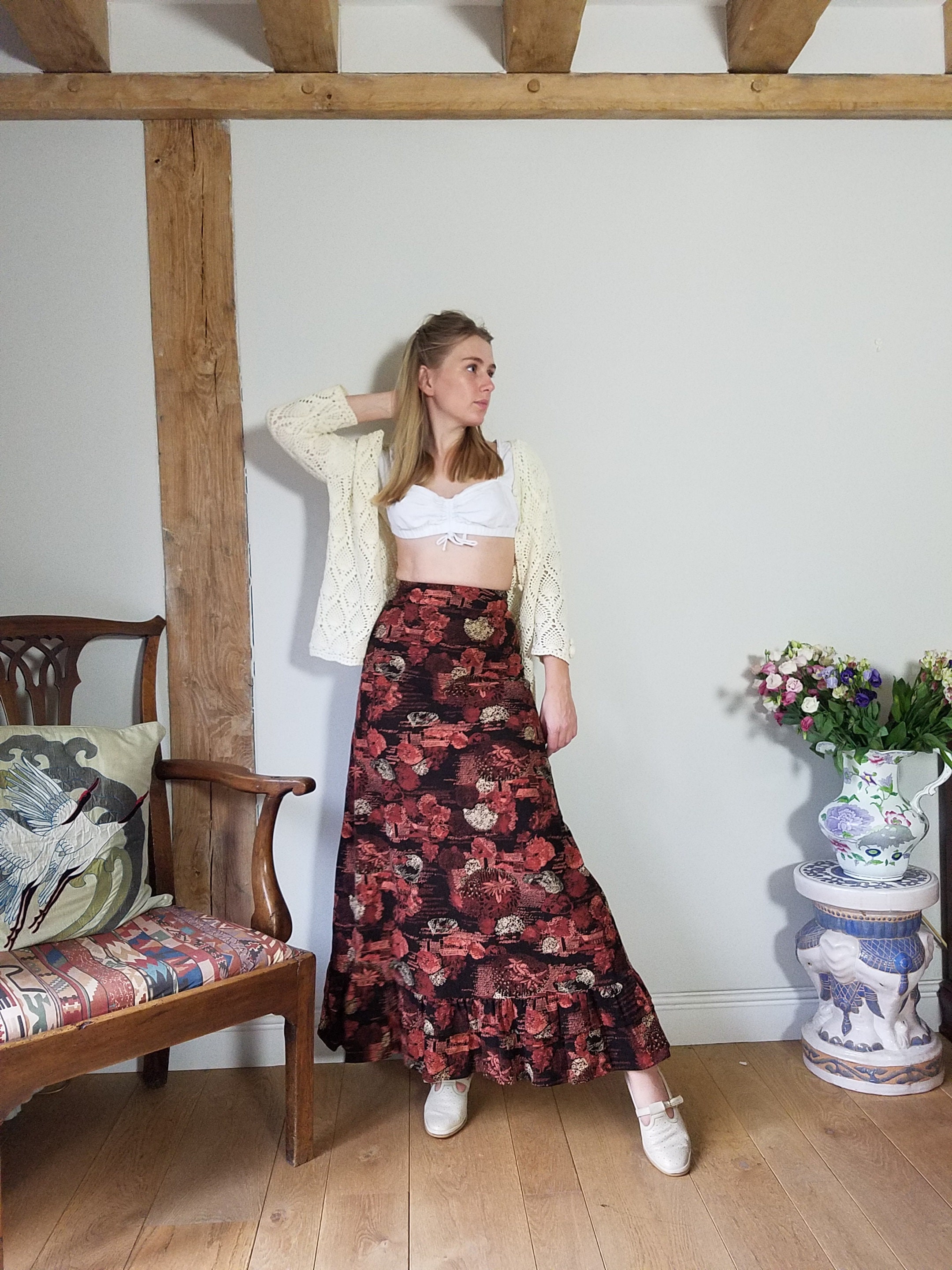 Midi Skirt With Corduroy Skirt Outfit Vikings 70s French Corduroy