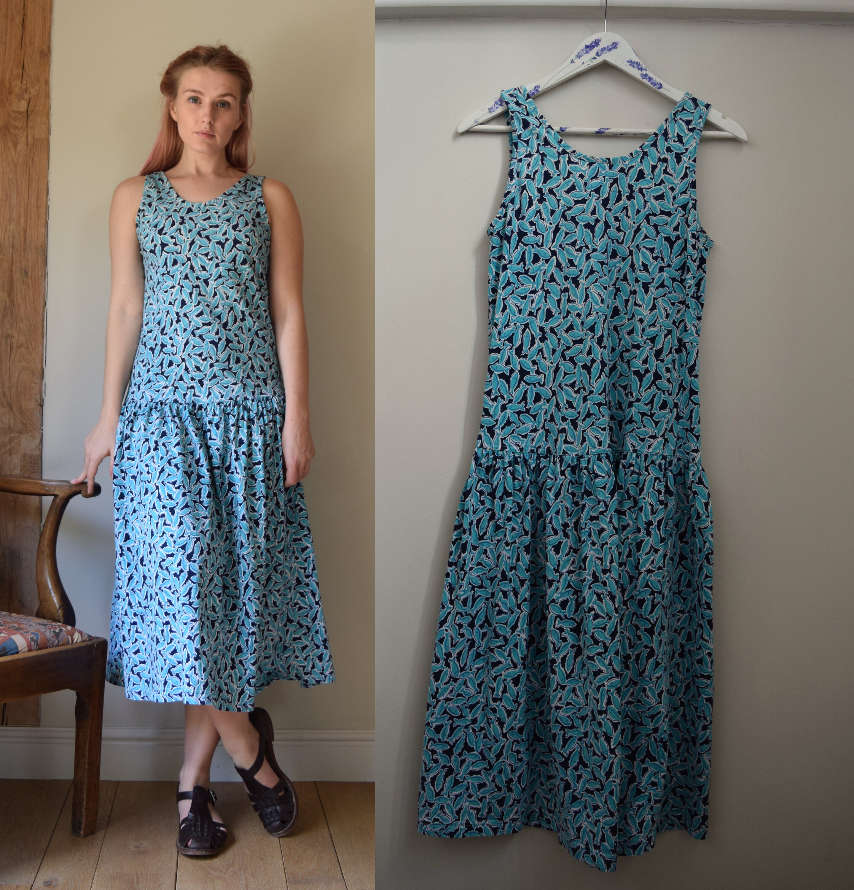 90s Laura Ashley Fish Print Summer 