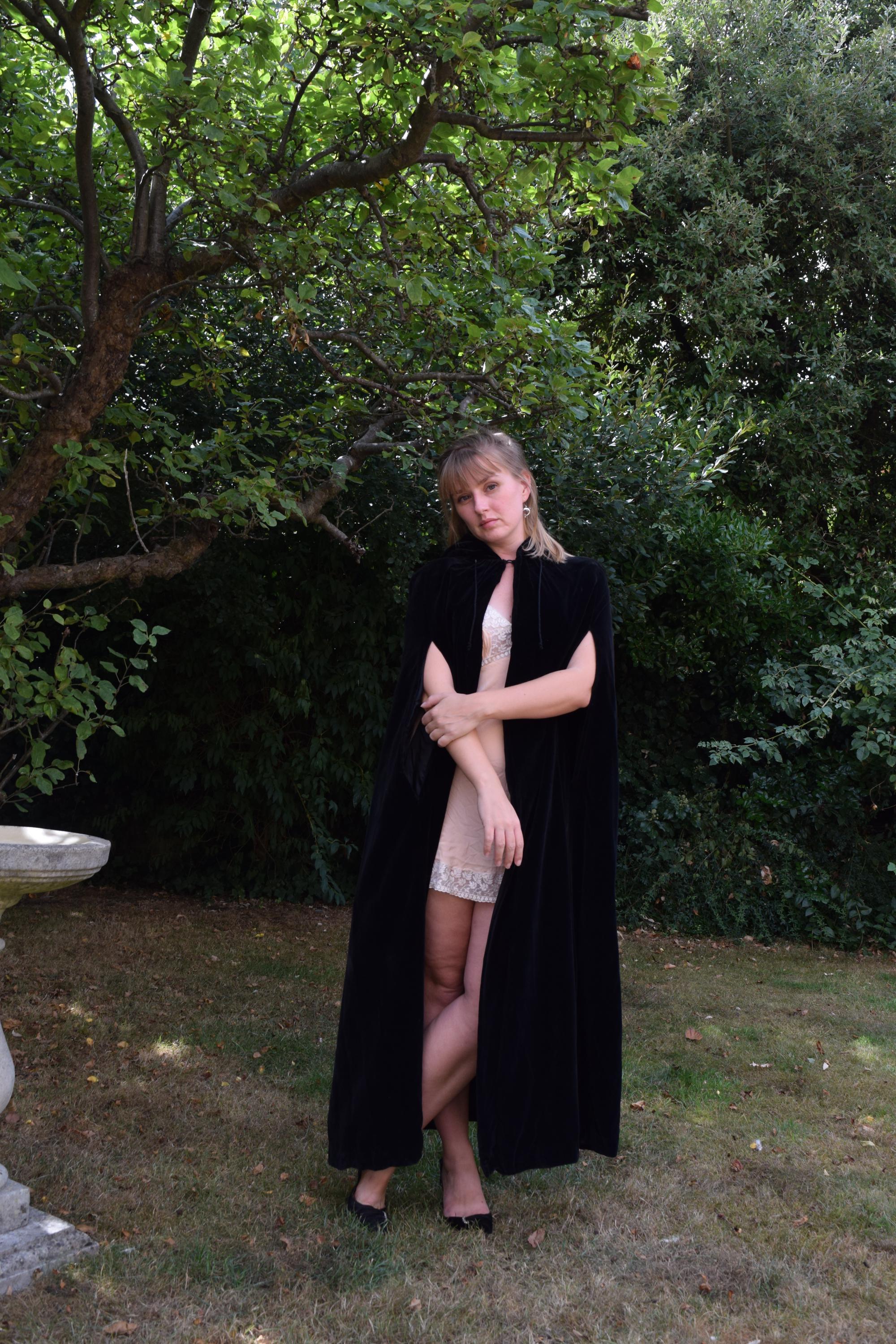 Laura Ashley Black Velvet Cape - Etsy