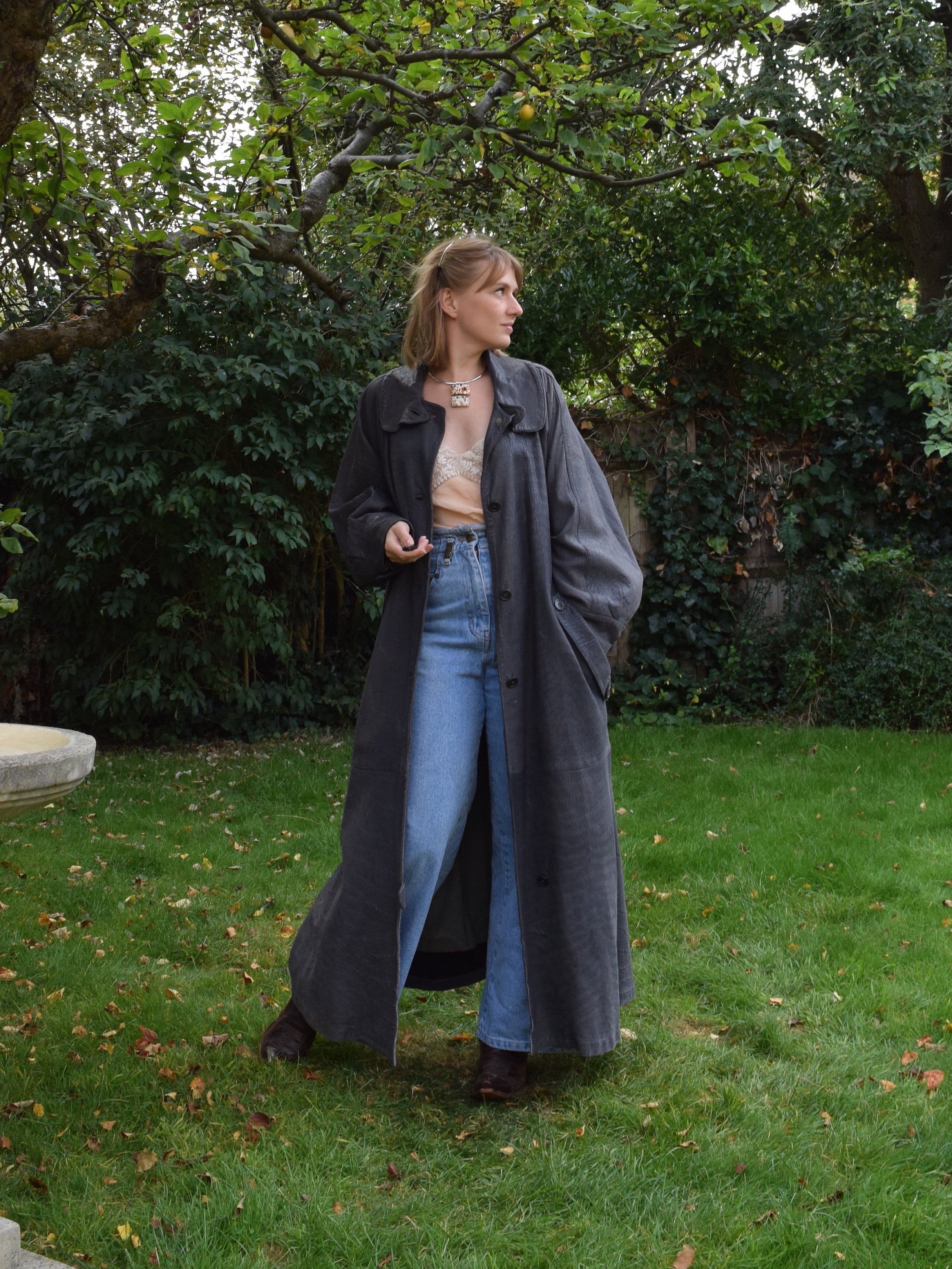 80s Full Length Leather Trench Coat. Size M. Oversized. Maxfield