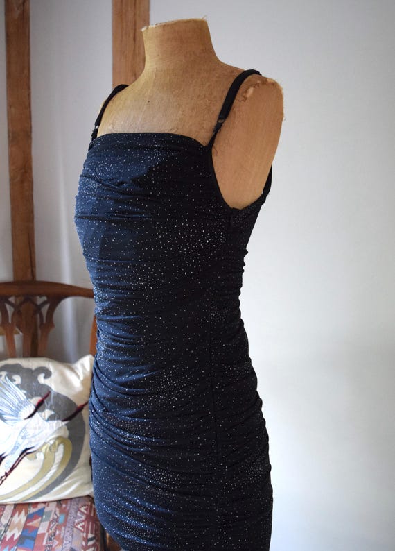 mini dress y2k Vintage Y2K Bebe Silver Sequin Mini Dress Made USA Clubwear Party Size M