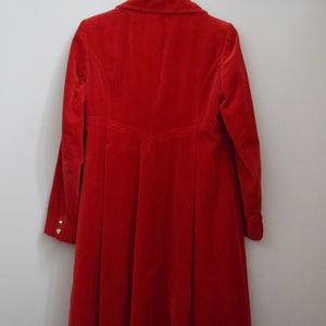 90s Valentino Jeans Red Velvet Coat. IT 44. Cotton, Flared, Empire Waist image 6