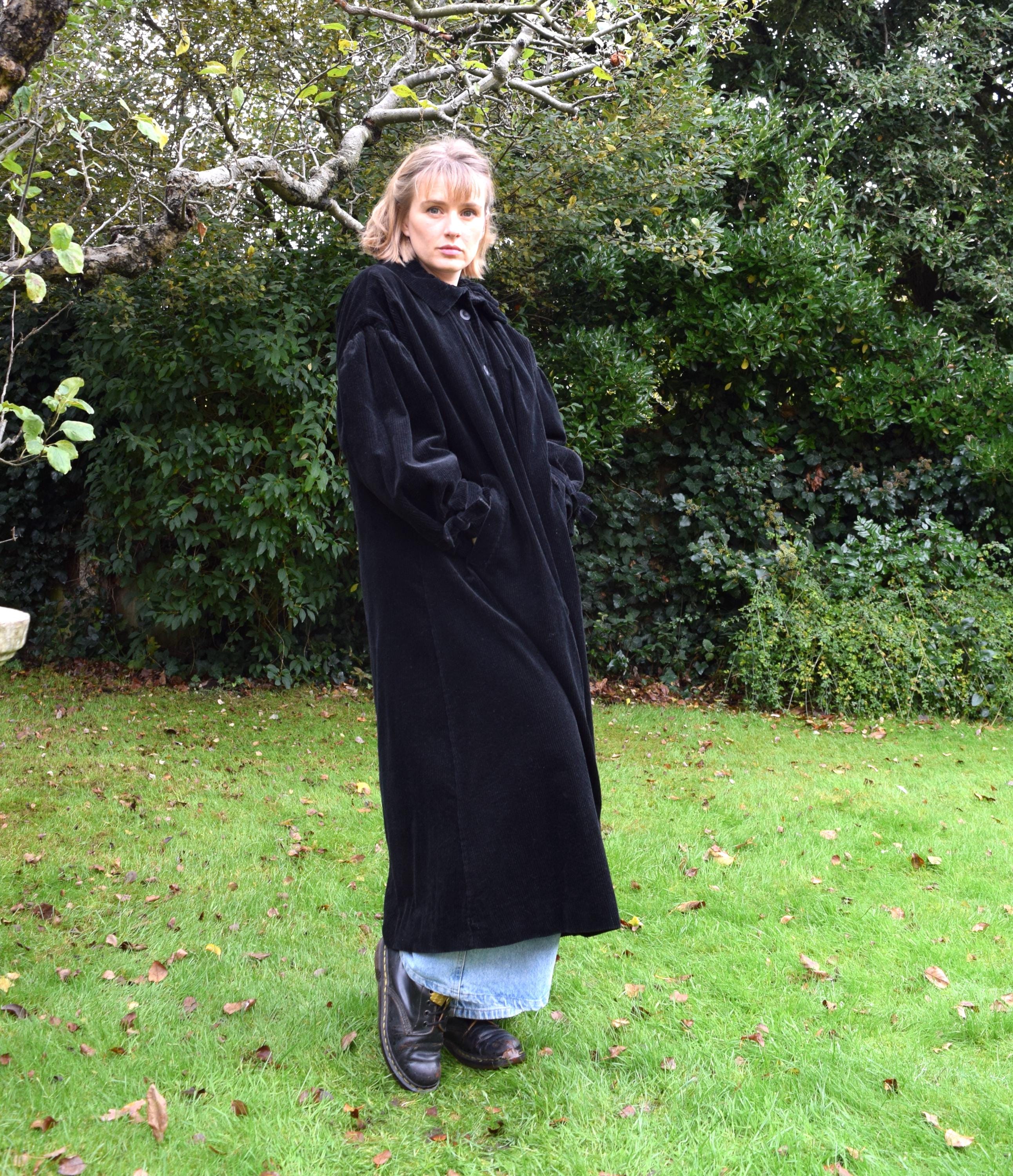 70s Laura Ashley Corduroy Coat. One Size. Black. Regency, Maxi - Etsy